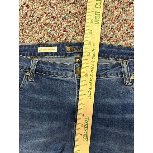 Kut From The Kloth Blue Medium Wash High-Rise Crop Skinny Boyfriend Jeans Sz 18W - Picture 12 of 14